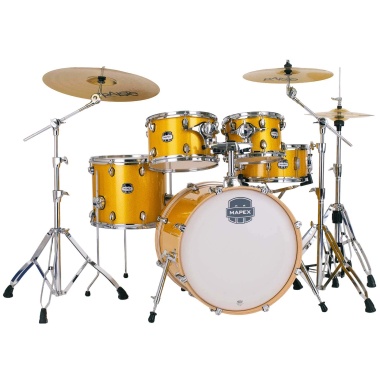 Mapex Mars Birch 20in 5pc Fusion Kit with Hardware & Cymbals - Sunflower Sparkle