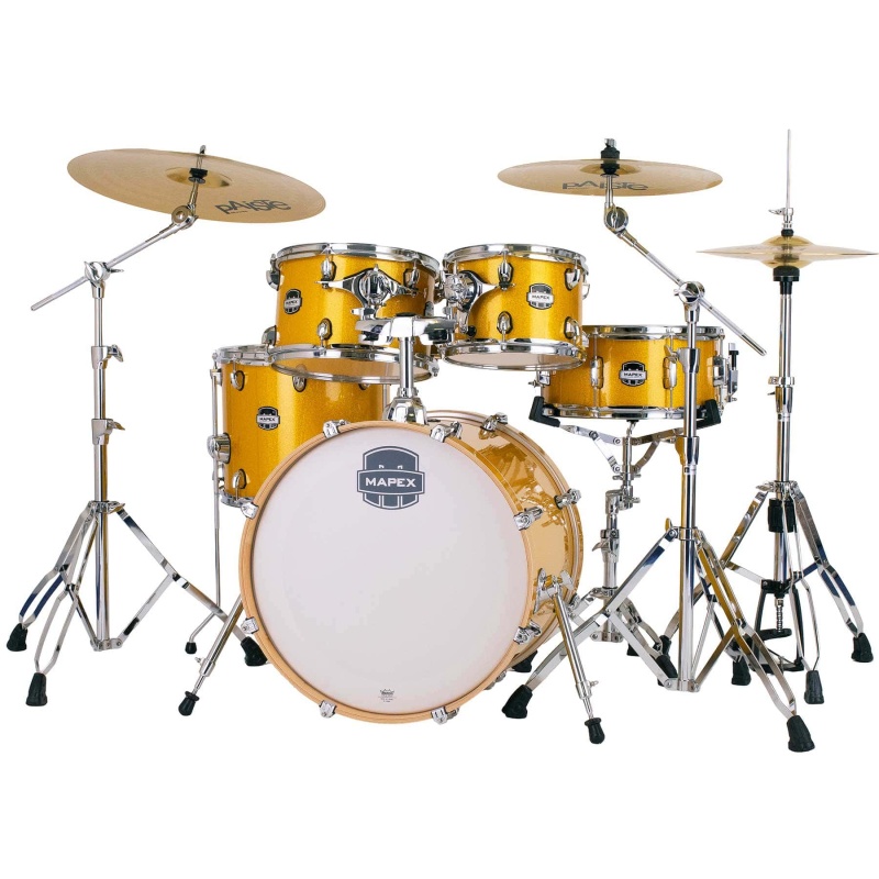 Mapex Mars Birch 20in 5pc Fusion Kit with Hardware & Cymbals - Sunflower Sparkle - Image 2