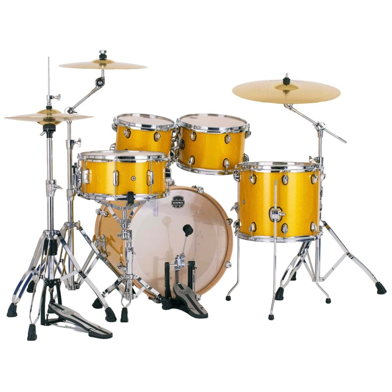 Mapex Mars Birch 20in 5pc Fusion Kit with Hardware & Cymbals - Sunflower Sparkle - Image 3