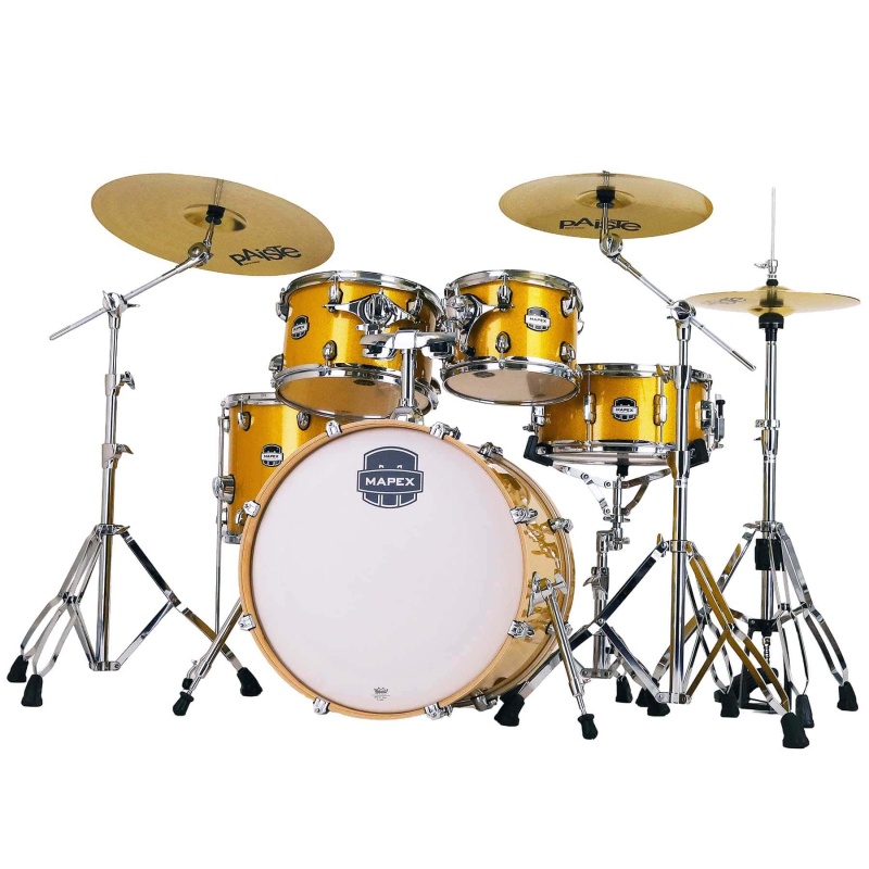 Mapex Mars Birch 20in 5pc Fusion Kit with Hardware & Cymbals - Sunflower Sparkle - Image 4