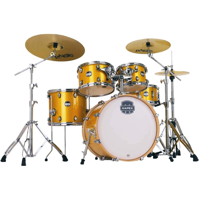Mapex Mars Birch 20in 5pc Fusion Kit with Hardware & Cymbals - Sunflower Sparkle - Image 5
