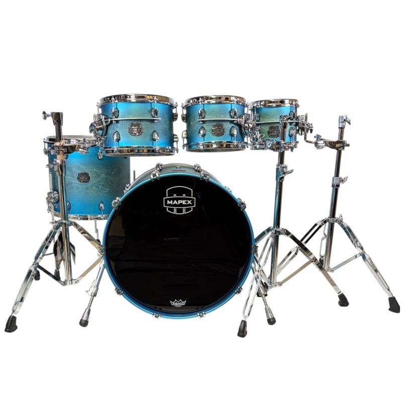 Mapex Saturn Evolution 22in 5pc Maple/Walnut Shell Pack - Exotic Azure Burst - Image 2