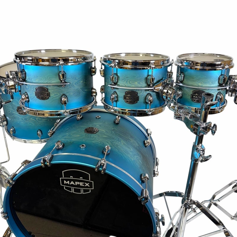 Mapex Saturn Evolution 22in 5pc Maple/Walnut Shell Pack - Exotic Azure Burst - Image 6