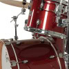 Red Sparkle Gretsch Catalina drum set with chrome hardware and cymbals.