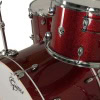 Red sparkle Gretsch Catalina Club drum kit with chrome hardware.