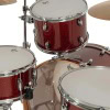 Red sparkle drum kit with cymbals and hardware for professional drumming.