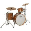Drum kit with dark cherry sparkle finish and cymbals.