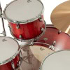 Red Gretsch Catalina Club drum kit with cymbals and hardware.