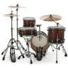 Full drum kit with cymbals and hardware for drumming performances.