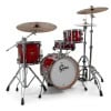 Red Gretsch Catalina Club Micro drum kit with cymbals and hardware.