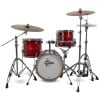 Red Gretsch Catalina Club Micro drum kit with cymbals and hardware.