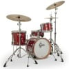 Red Gretsch Catalina Club Micro drum kit with cymbals and hardware.