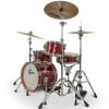 Red Gretsch Catalina Micro drum kit with cymbals and hardware.