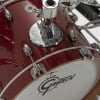 Close-up of Gretsch Catalina Club Micro drum kit in Dark Cherry Sparkle finish.