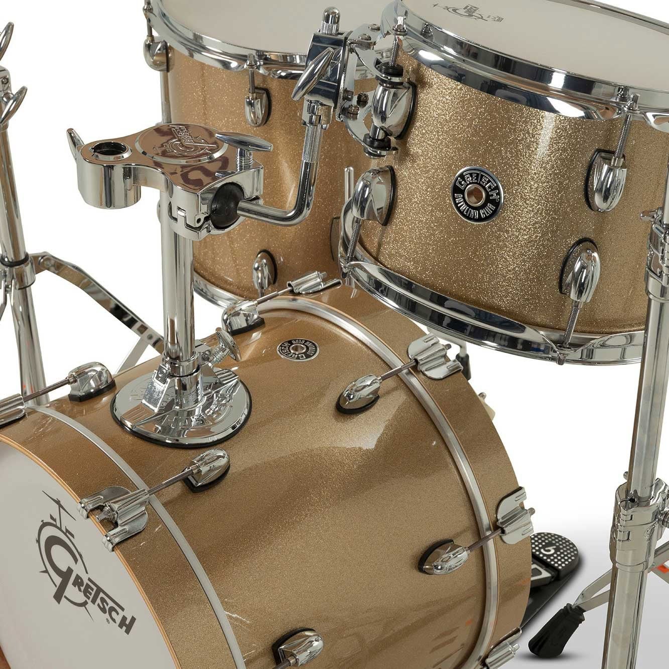 Gold sparkle drum kit from Gretsch Catalina Club Micro series.