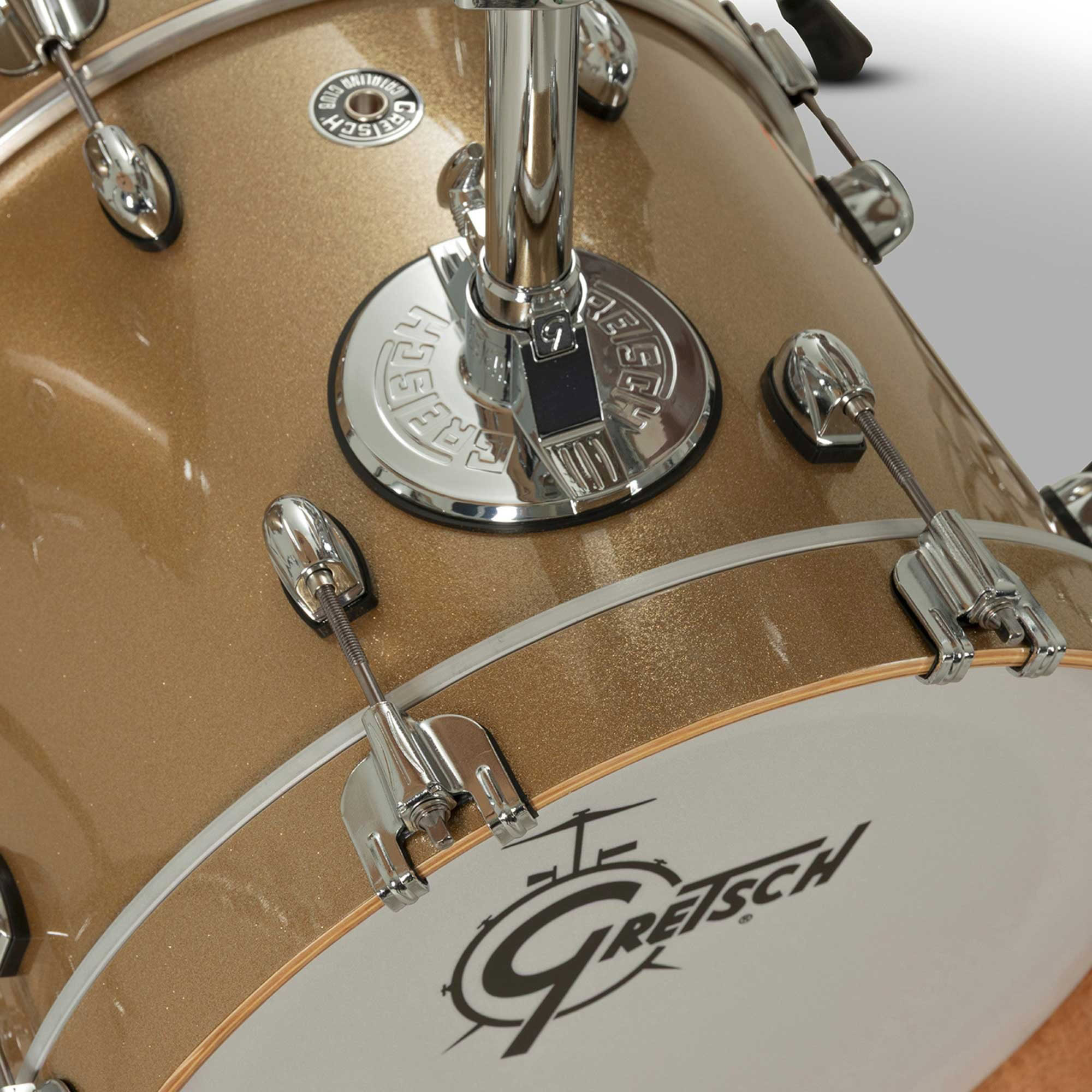 Gretsch Catalina Club Micro 4pc shell pack in Sahara Sparkle finish.
