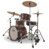 Jazz drum kit with brown finish and cymbals for drumming enthusiasts.