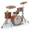 Jazz drum kit with wooden shells and cymbals for drumming performance.