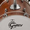 Close-up of Gretsch Catalina Club Jazz drum shell with logo and hardware.
