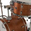 Close-up of Gretsch Catalina Club Jazz drum set in satin walnut glaze finish.