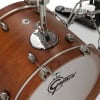 Close-up of Gretsch Catalina Club Jazz drum with satin walnut glaze finish.