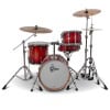 Red Gretsch Catalina jazz drum kit with cymbals and hardware.