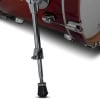 Close-up of drum leg and part of Gretsch Catalina shell pack in gloss crimson burst.