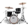 Gretsch Catalina Club Jazz 4-piece shell pack in piano black with cymbals.