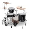 Jazz drum kit with black shells and cymbals for professional drumming.