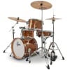 Jazz drum kit with bronze sparkle finish and cymbals.