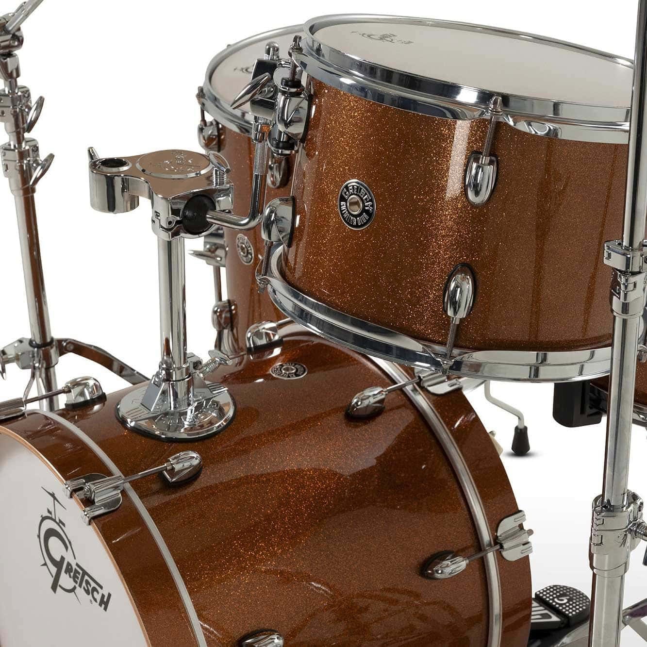 Bronze Sparkle Gretsch Catalina Jazz drum set for jazz performances.