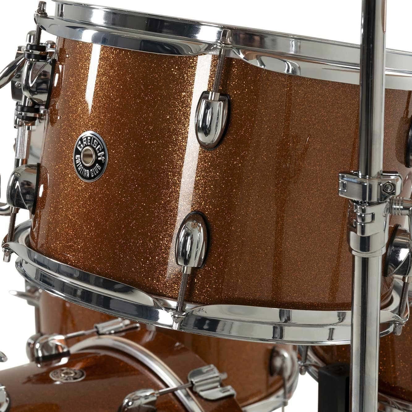 Bronze sparkle Gretsch Catalina jazz drum set for professional drummers.