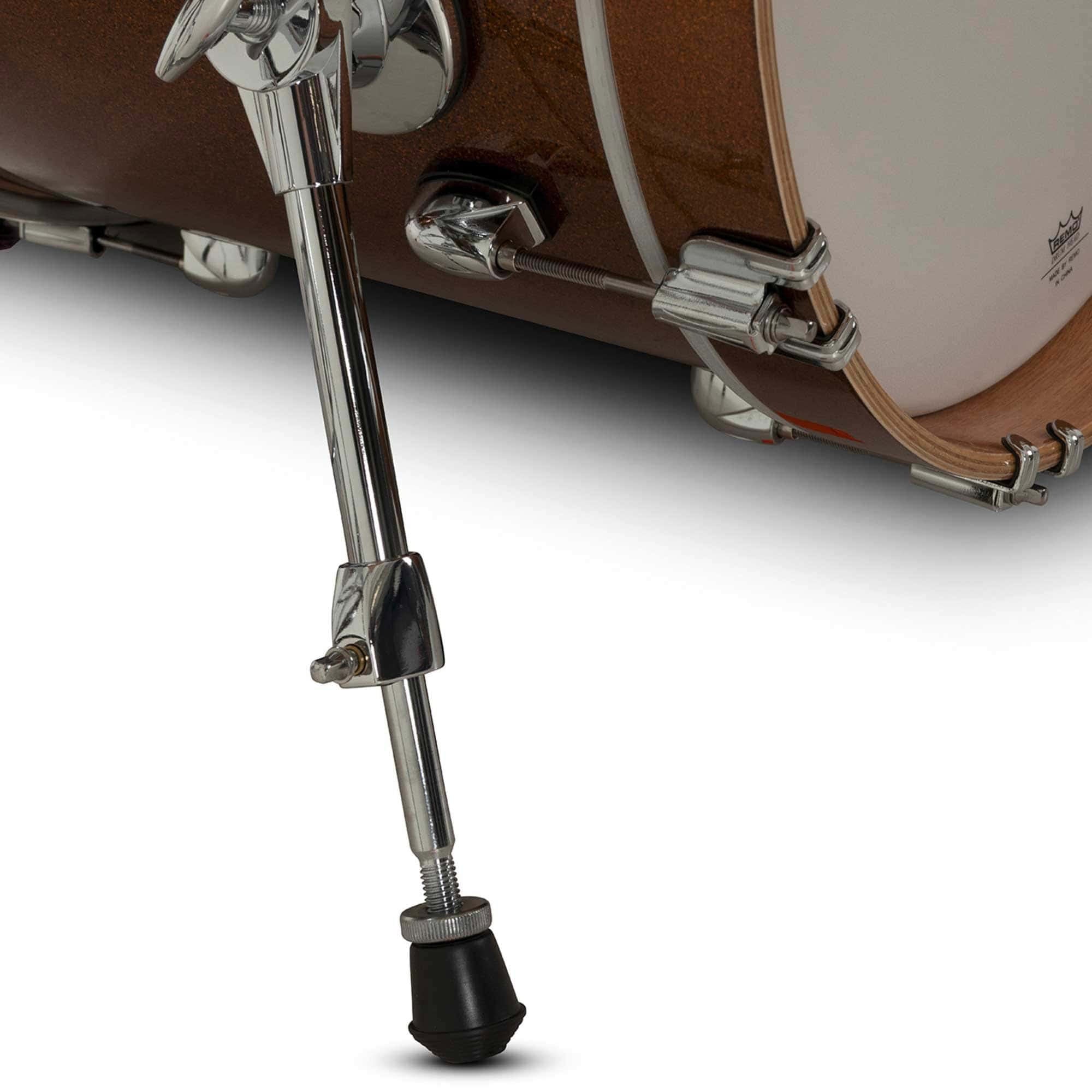 Close-up of drum shell and leg hardware from Drummers Only.