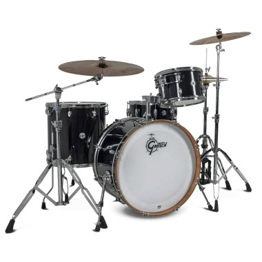 Black Gretsch Catalina Club 20in 4-piece shell pack with cymbals.