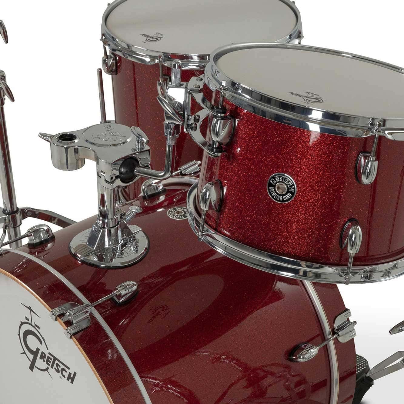 Red sparkle 22-inch drum kit from Gretsch Catalina Club series.