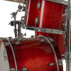 Red Gretsch Catalina drum set with chrome hardware for professional drumming.
