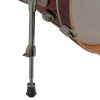 Close-up of Gretsch Catalina drum shell and stand in gloss crimson burst.