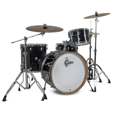 Black Gretsch Catalina Club drum set with bronze sparkle finish and cymbals.