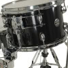 Black drum shell pack with chrome hardware and stand.