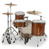 Bronze sparkle drum kit with cymbals and hardware for drumming.
