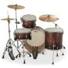 Full drum kit with cymbals and bass drum for drumming practice.