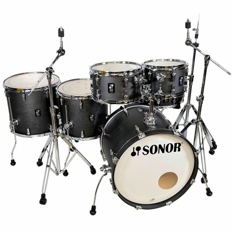 Sonor AQ1 Series 6pc Studio Set With Hardware - Limited Edition Satin Black - Image 4