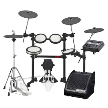 Electronic drum kit with monitor amplifier for drummers. Perfect for practice and performances, feat.