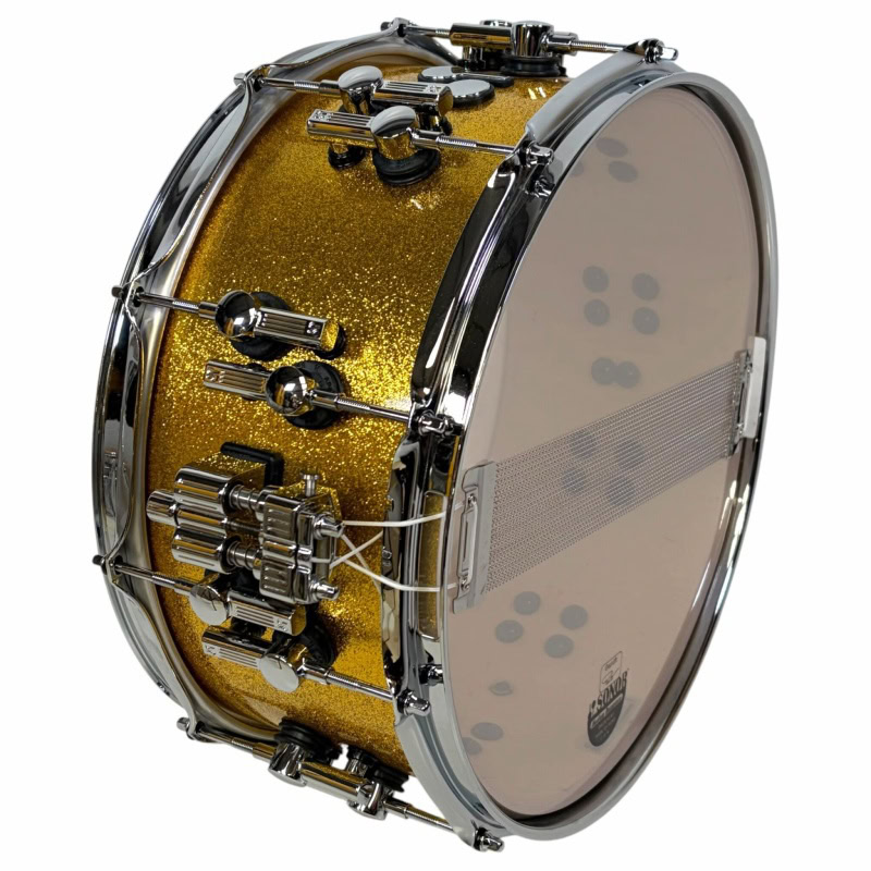 Gold Sparkle Sonor SQ2 14x6.5in Birch Snare Drum for professional drumming.