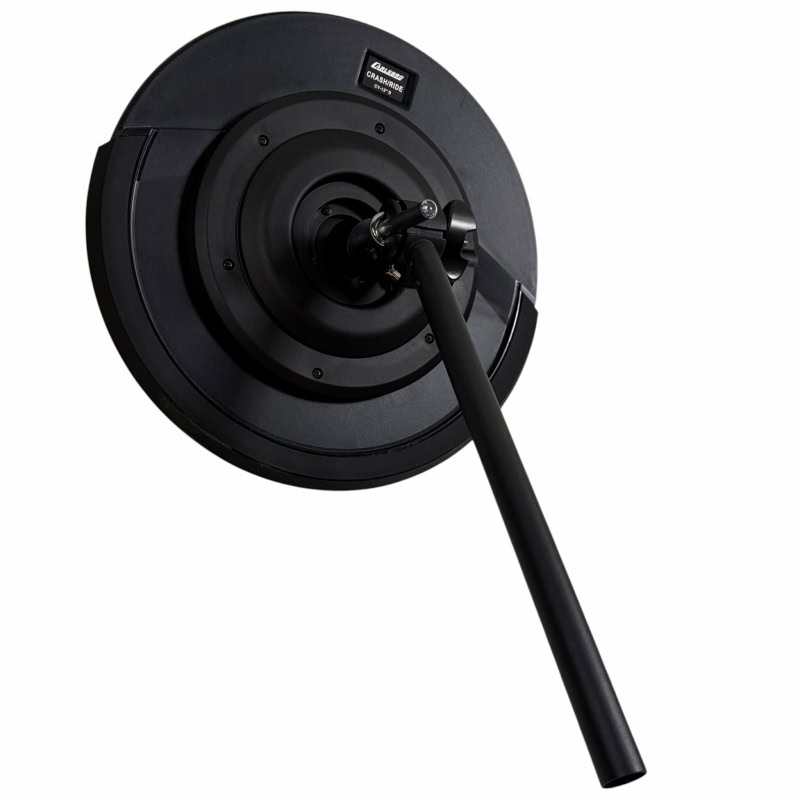 Cymbal pad for electronic drum kits with holder and clamp, ideal for drummers.