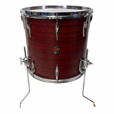 Bass drum with stand, wooden finish, perfect for drumming performances and studio use.