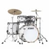 Tama Starclassic Walnut/Birch 22-inch 4-piece drum shell pack in White Pearl finish.