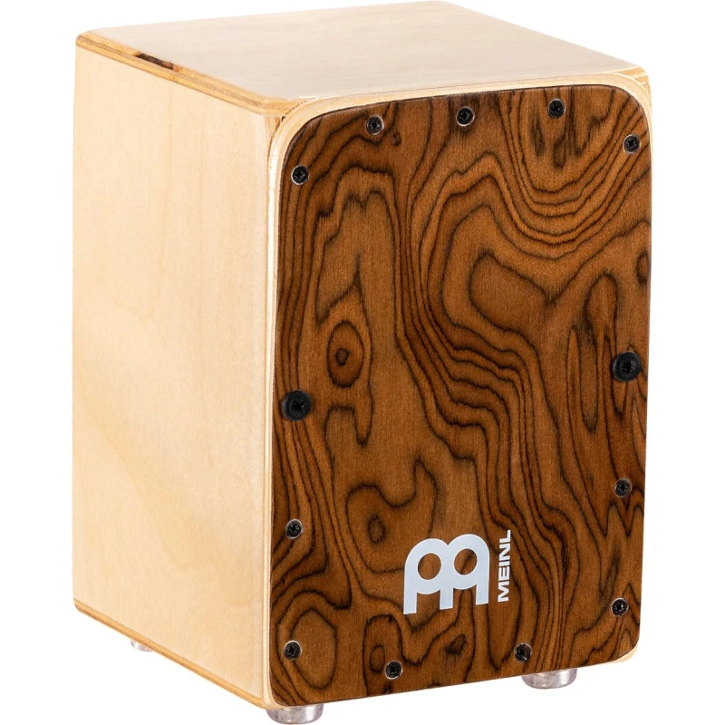 Mini Cajon in Burl Wood finish for percussion enthusiasts.