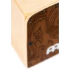 Mini Cajon drum with burl wood finish for percussion enthusiasts.