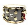 High-quality custom snare drum with gold hardware and black finish.